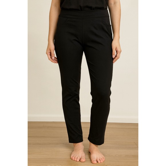 Lands End Active Yoga Pants Womens Straight Leg Black Pockets Athleisure Size S - Picture 1 of 6